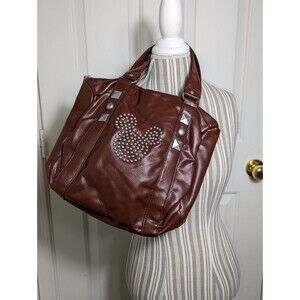 Disneyland Studded Mickey Hobo Purse Handbag Brown Faux Leather